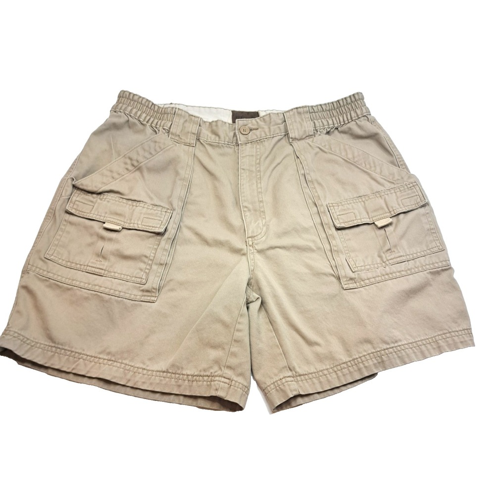 St. John's Bay Canvas Cargo Shorts Mens 36 Beige Above Knee 6" Inseam Outdoors